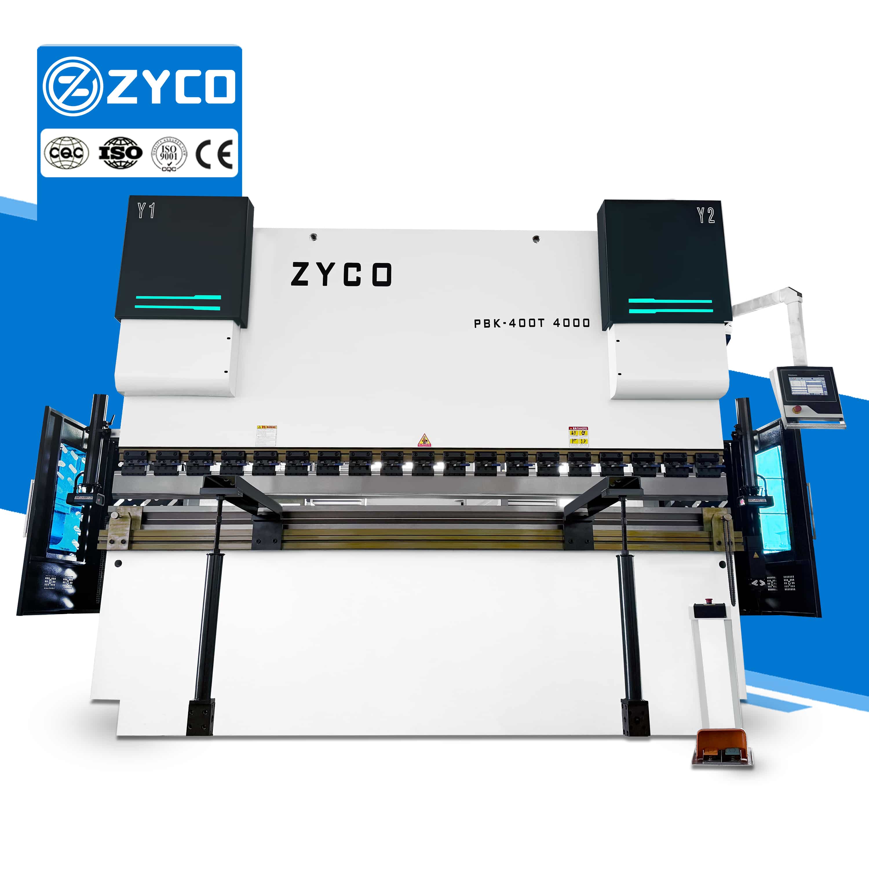 Prensa plegadora CNC DA53T de 400T y 4000 mm para el doblado de chapa metálica gruesa.